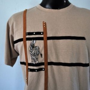 Unique Zebra T-Shirt Tee Embellished Africa Safari